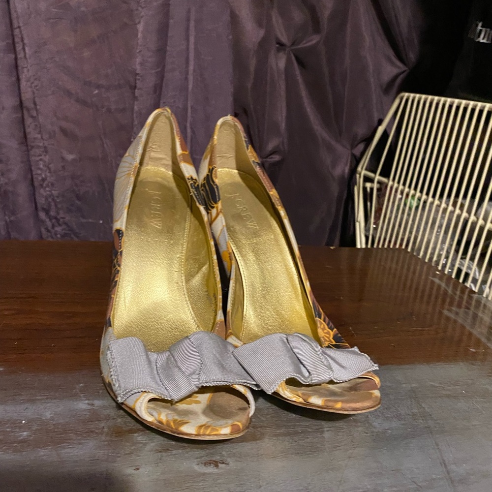 J. Crew Floral Heels